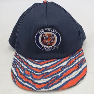 VINTAGE 80S ZUBAZ DETROIT TIGERS HAT RARE SNAPBACK BLUE ORANGE‎ WHITE OLD LOGO